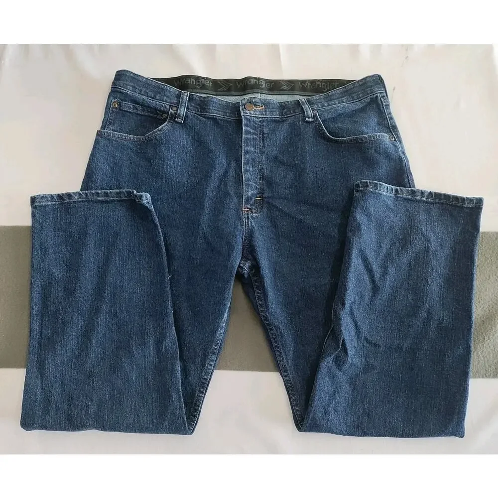 Wrangler Authentic Jeans Mens 38x29 Regular Fit Blue Dark Wash Denim